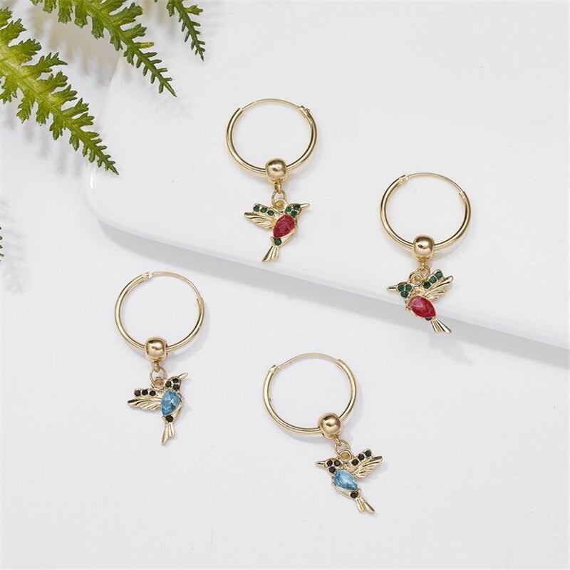 Hummingbird Earrings with Zirconia