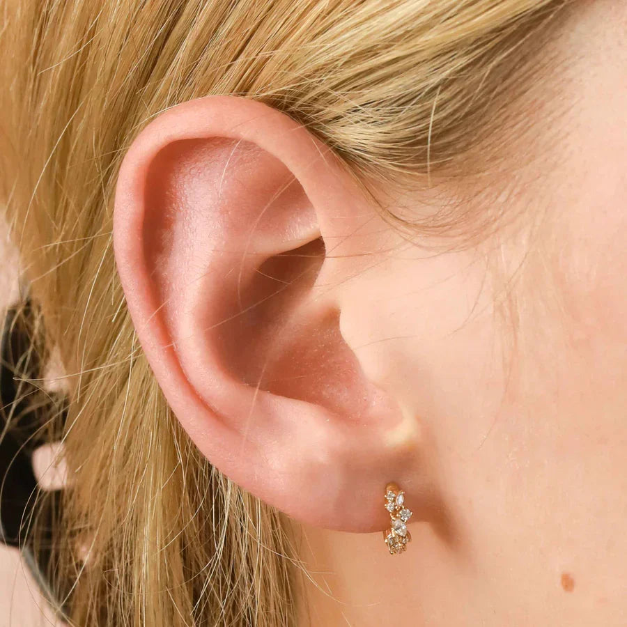 Crystal Cluster Huggies | Gold 18k