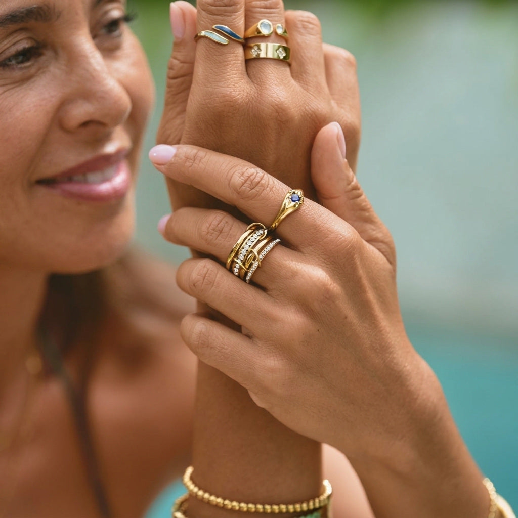 'Forever' Link Crystal & Gold Ring