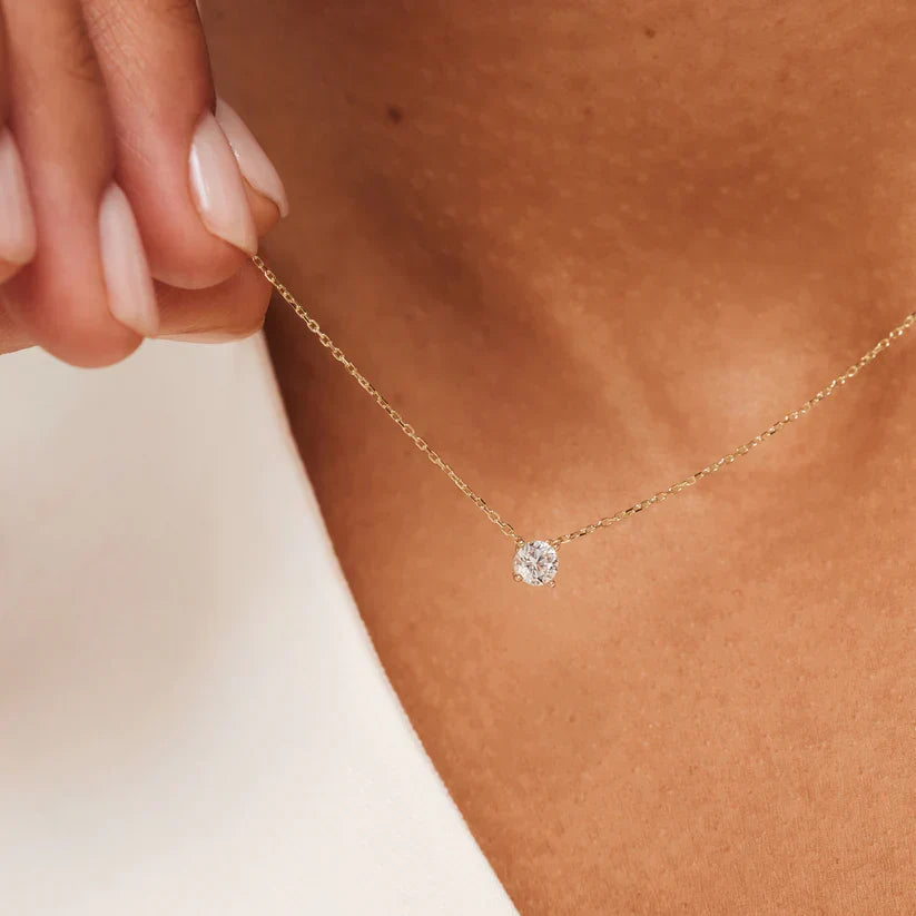 Cléa Moissanite Stone Necklace | Gold 14k