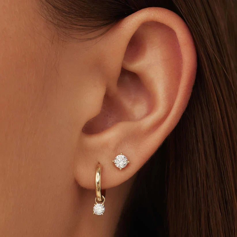 Larmes de Lune Stone Stud Earrings | Gold 14k