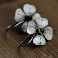 Vintage Green Zirconia Flower Earrings