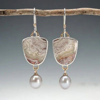 Natural Stone Pendant with Vintage Beads