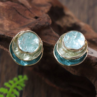 Vintage Handpainted Multi Layered Rounded Earrings