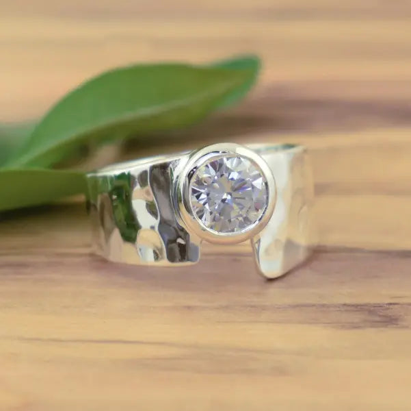 Vintage Inlay Silver Glass Ring