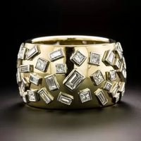 Ring with many glass crystal elements