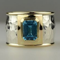 Vintage Silver & Gold Blue Crystal Ring