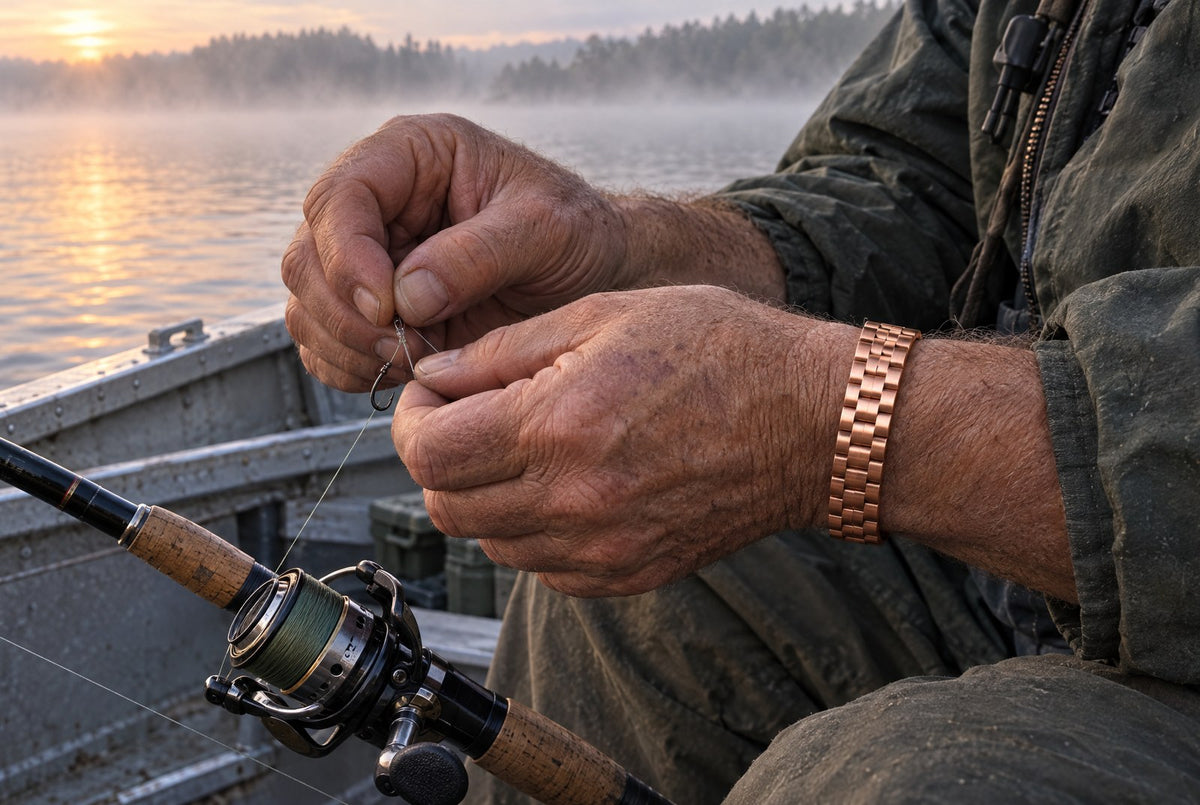 Tying a hook again at dawn