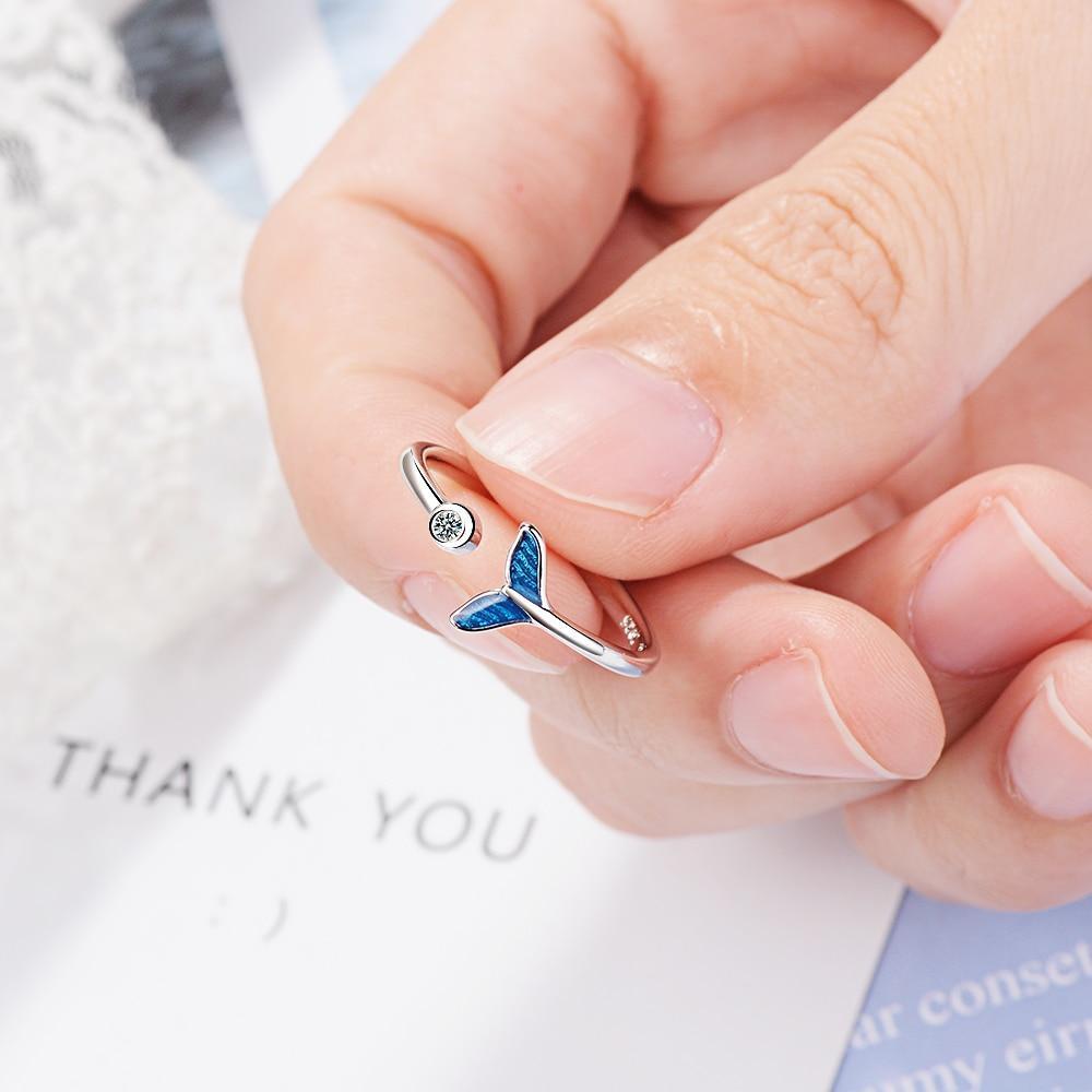 Silver and Zirconia Whale Fluke Ring